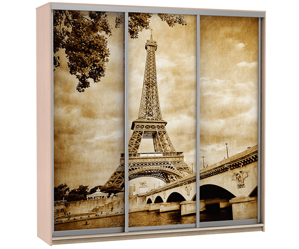 Шкаф-купе трехдверный «Вяз с фотопечатью Париж»