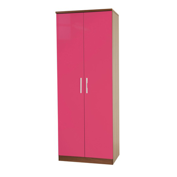 Шкаф распашной «Лофт» с полками, цвет орех, розовый матовый