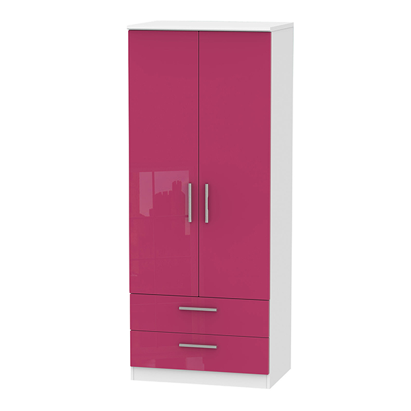 Шкаф распашной «Лофт» с полками и ящиками, цвет белый, розовый глянец