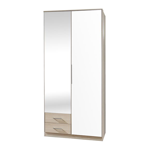 Шкаф распашной «Onika» комбинированный с ящиками и с зеркалом, цвет дуб сонома, белый