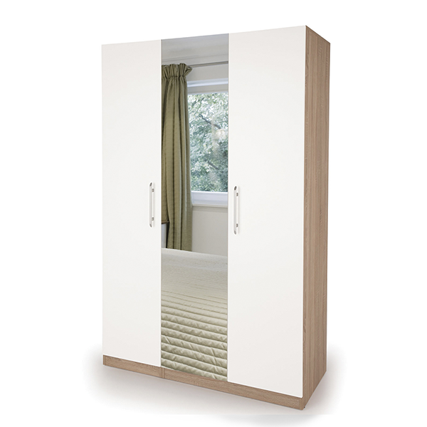Шкаф распашной «Глория» комбинированный с зеркалом, цвет дуб сонома, белый