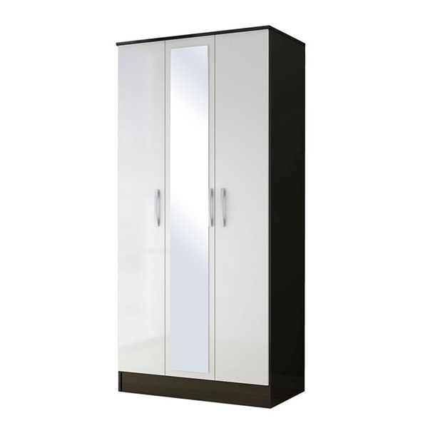 Шкаф распашной «Лофт» комбинированный с зеркалом, цвет венге, белый