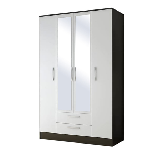Шкаф распашной «Лофт» со штангой, с зеркалами и с ящиками, цвет венге, белый