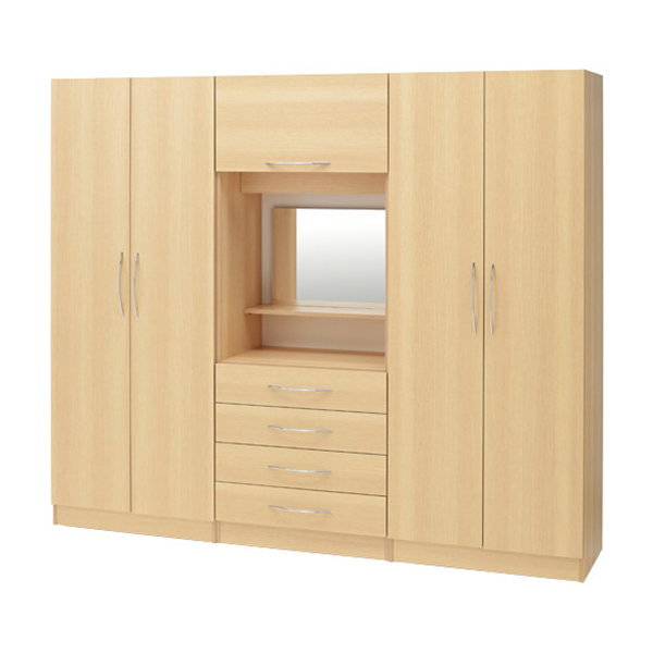 Шкаф комбинированный «Алиса» 180см со штангой, с ящиками и с зеркалом, цвет бук