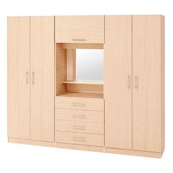 Шкаф комбинированный «Алиса» 180см со штангой, с ящиками и с зеркалом, цвет вяз