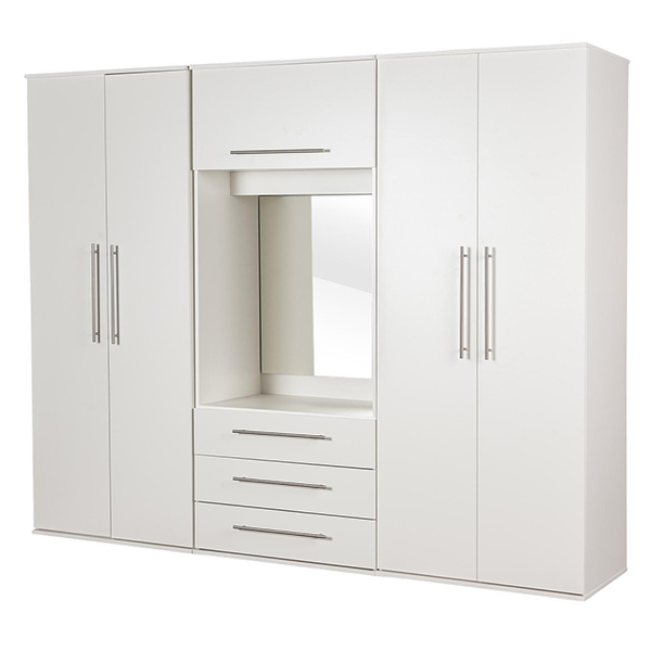 Шкаф комбинированный «Алиса» 180см со штангой, с ящиками и с зеркалом, цвет белый