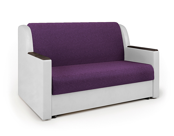 Диван-кровать «Аккорд Д» фиолетовая рогожка и экокожа белая