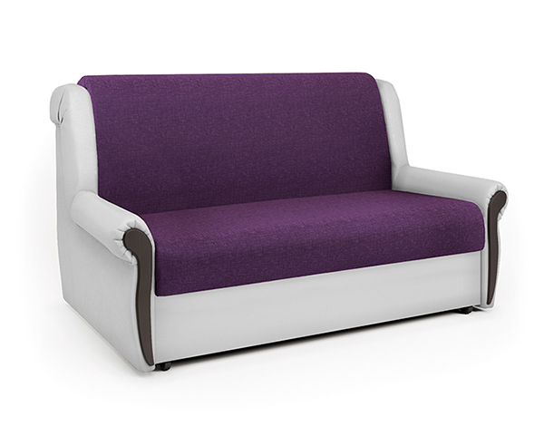 Диван-кровать «Аккорд М» фиолетовая рогожка и экокожа белая