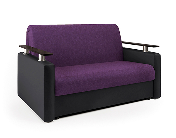 Диван-кровать «Шарм» цвет фиолетовая рогожка и черная экокожа