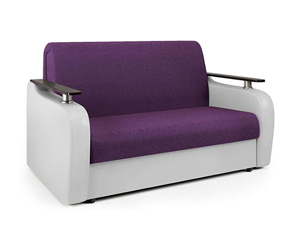 Диван-кровать «Гранд Д» цвет фиолетовая рогожка и экокожа белая
