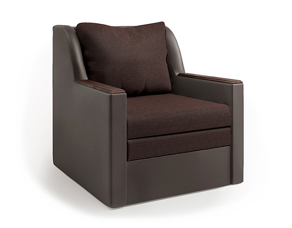 Кресло-кровать «Соло» экокожа шоколад и рогожка
