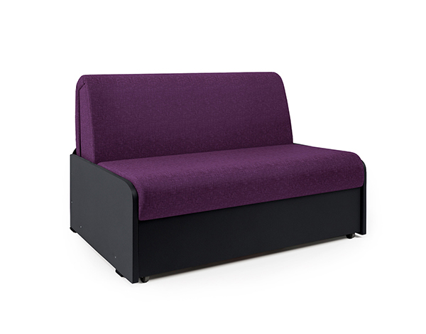 Диван-кровать «Коломбо БП» фиолетовая рогожка и экокожа черная