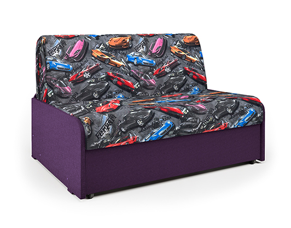 Диван-кровать «Коломбо БП» машинки турбо и рогожка фиолетовая