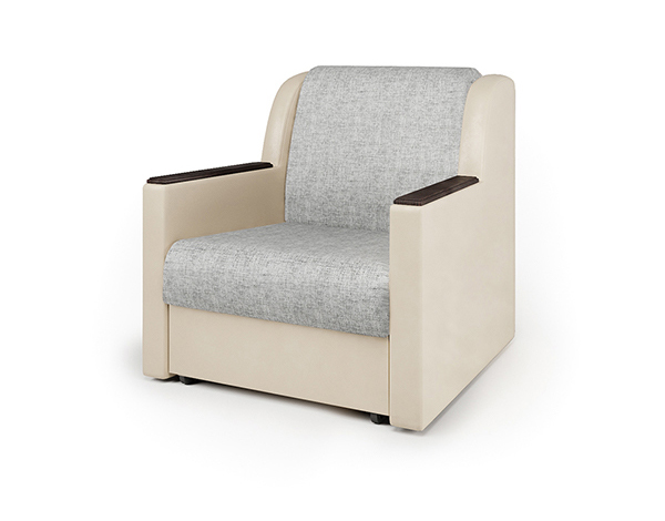 Кресло-кровать «Аккорд Д» экокожа беж и серый шенилл