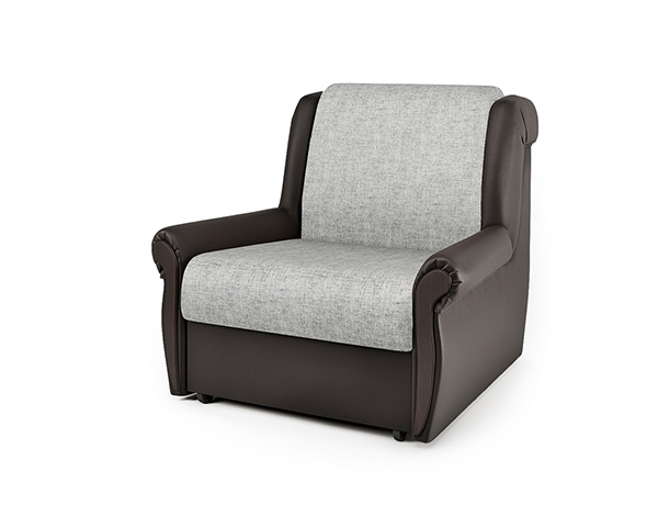 Кресло-кровать «Аккорд М» экокожа шоколад и серый шенилл
