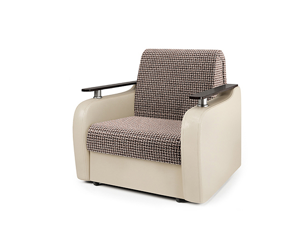 Кресло-кровать «Гранд Д» Корфу коричневый и экокожа беж