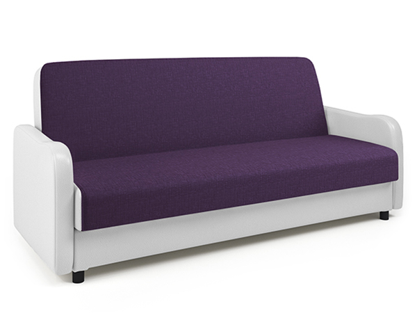 Диван-кровать «Лига М» фиолетовая рогожка и белая экокожа