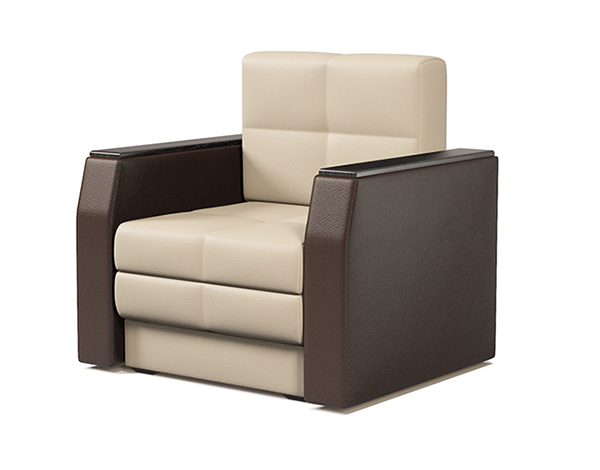 Кресло-кровать «Атлант» экокожа беж с коричневым